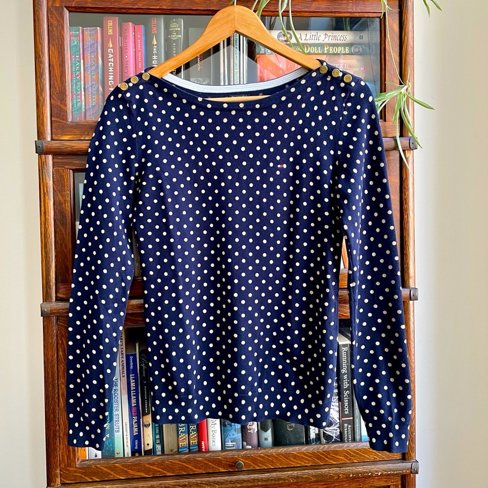 Tommy Hilfiger Navy Polka Dot Sweater 🧵🟡 - Picture 1 of 5
